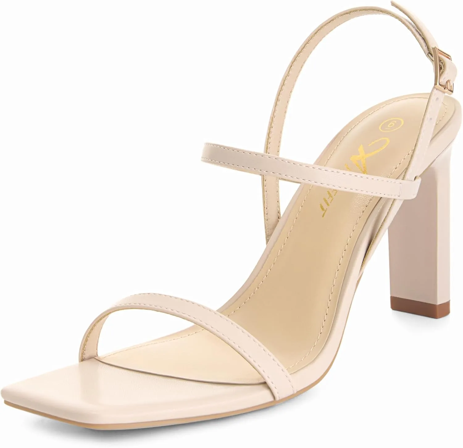 Athlefit Women's Strappy High Heels Square Open Toe Heeled Sandals Ankle Strap Dressy Wedding Party Shoes