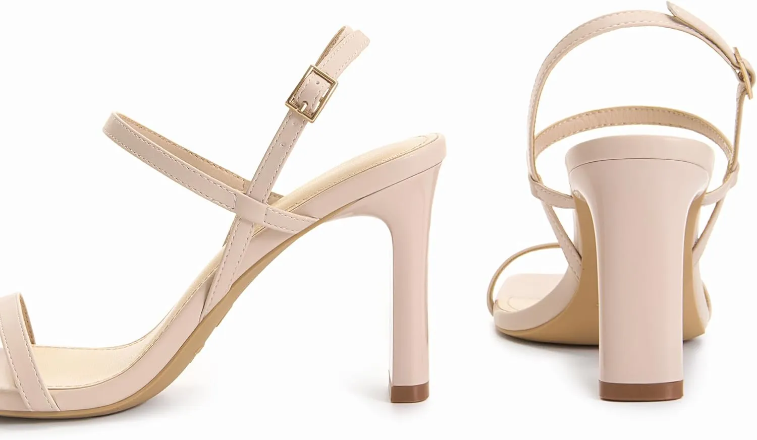 Athlefit Women's Strappy High Heels Square Open Toe Heeled Sandals Ankle Strap Dressy Wedding Party Shoes