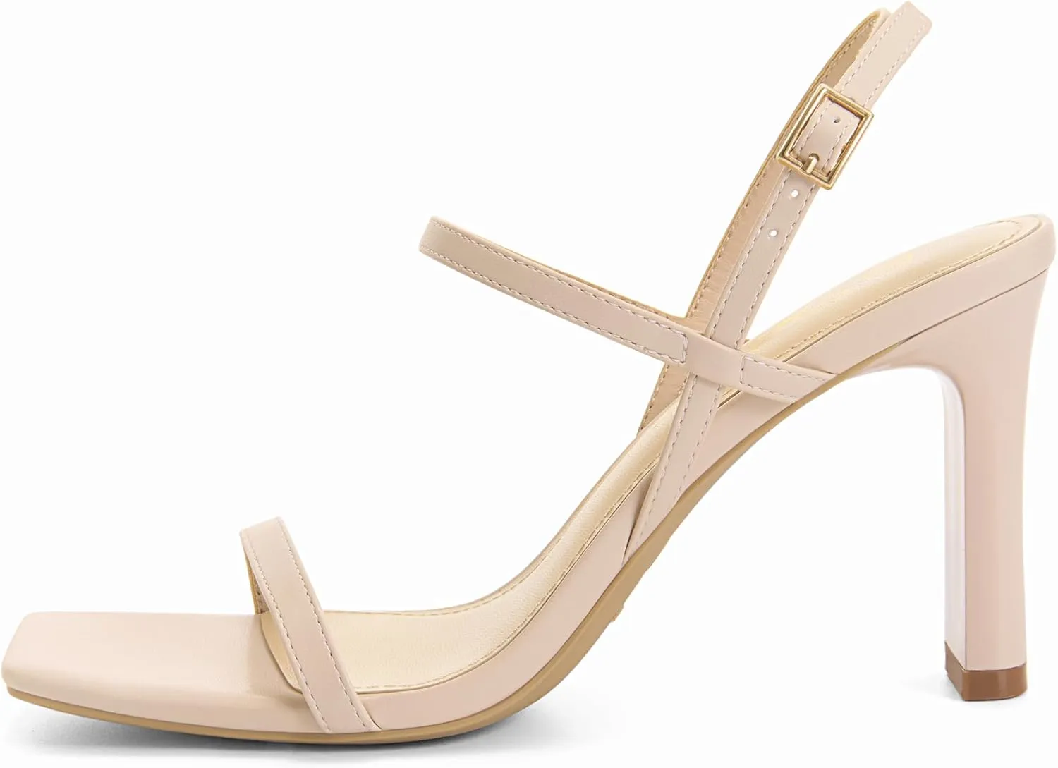 Athlefit Women's Strappy High Heels Square Open Toe Heeled Sandals Ankle Strap Dressy Wedding Party Shoes