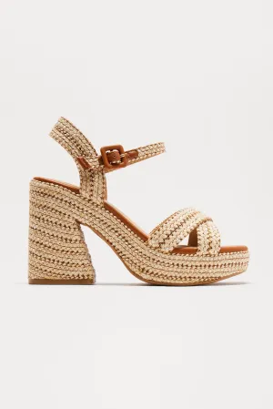 Beckett Raffia Heeled Sandals - Natural