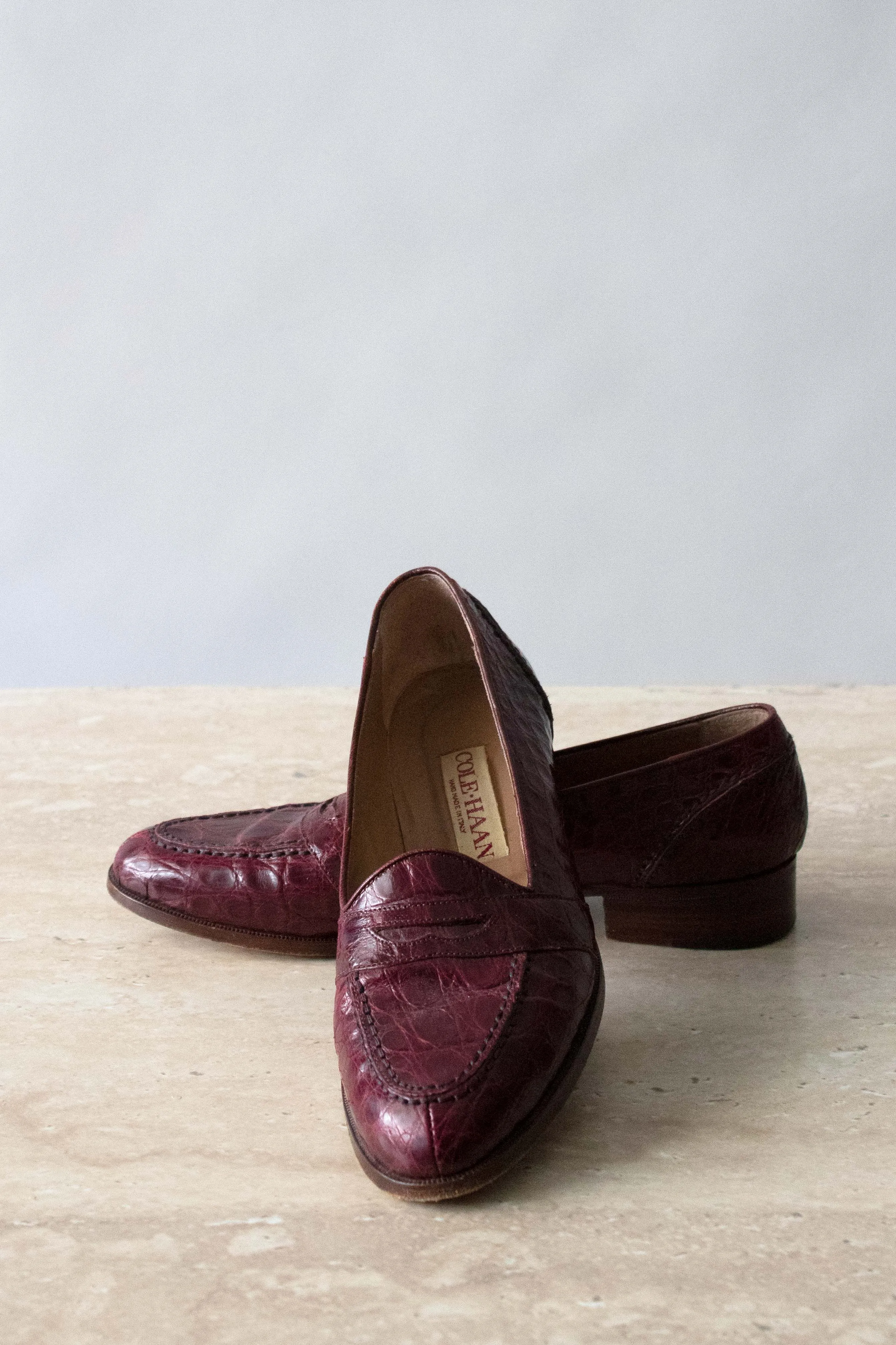 Cole Haan Oxblood Croc Oxfords