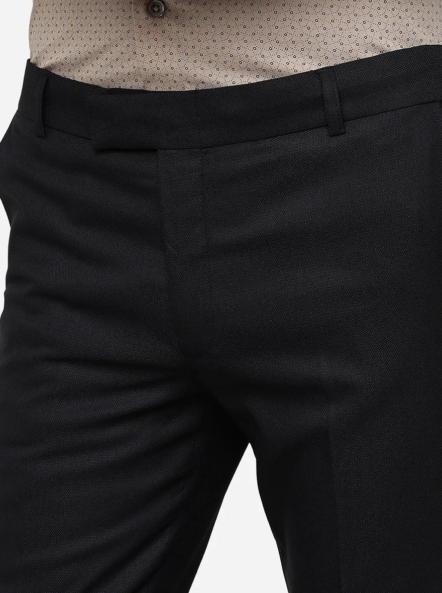 Comfy Black Solid Slim Fit Formal Trouser | Metal