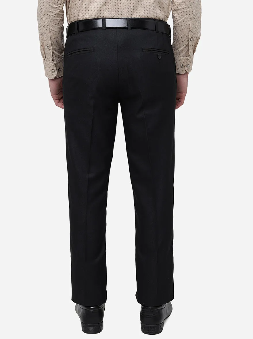 Comfy Black Solid Slim Fit Formal Trouser | Metal