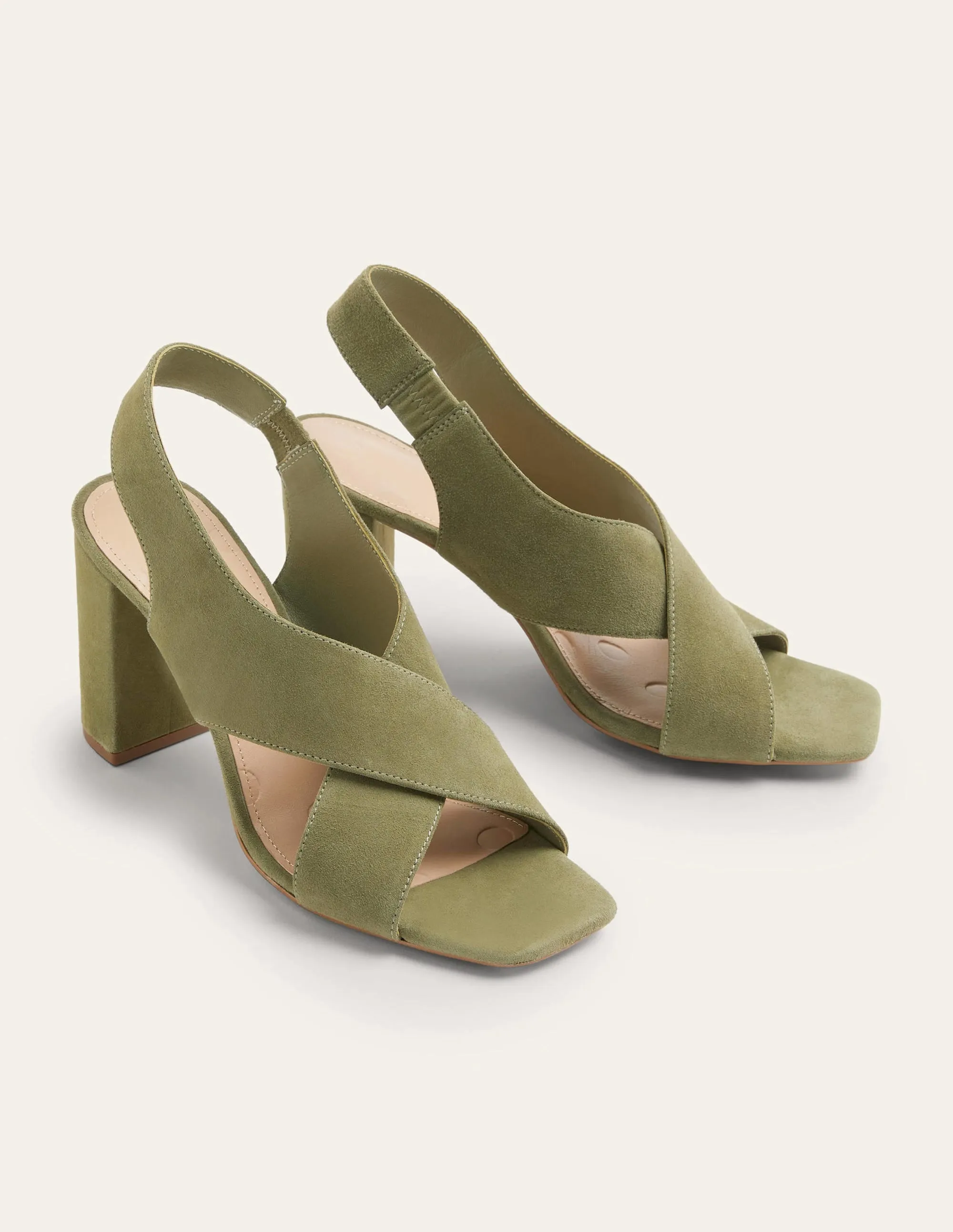 Cross Strap Heeled Sandals-Rainforest Floor