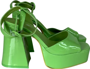 Daisy Street Platform Heeled Sandals In Apple Green Patent UK 7 EU 40 