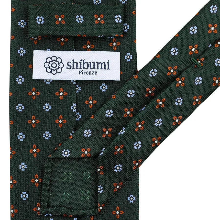 Floral Printed Panama Silk Tie - Forest - Hand-Rolled