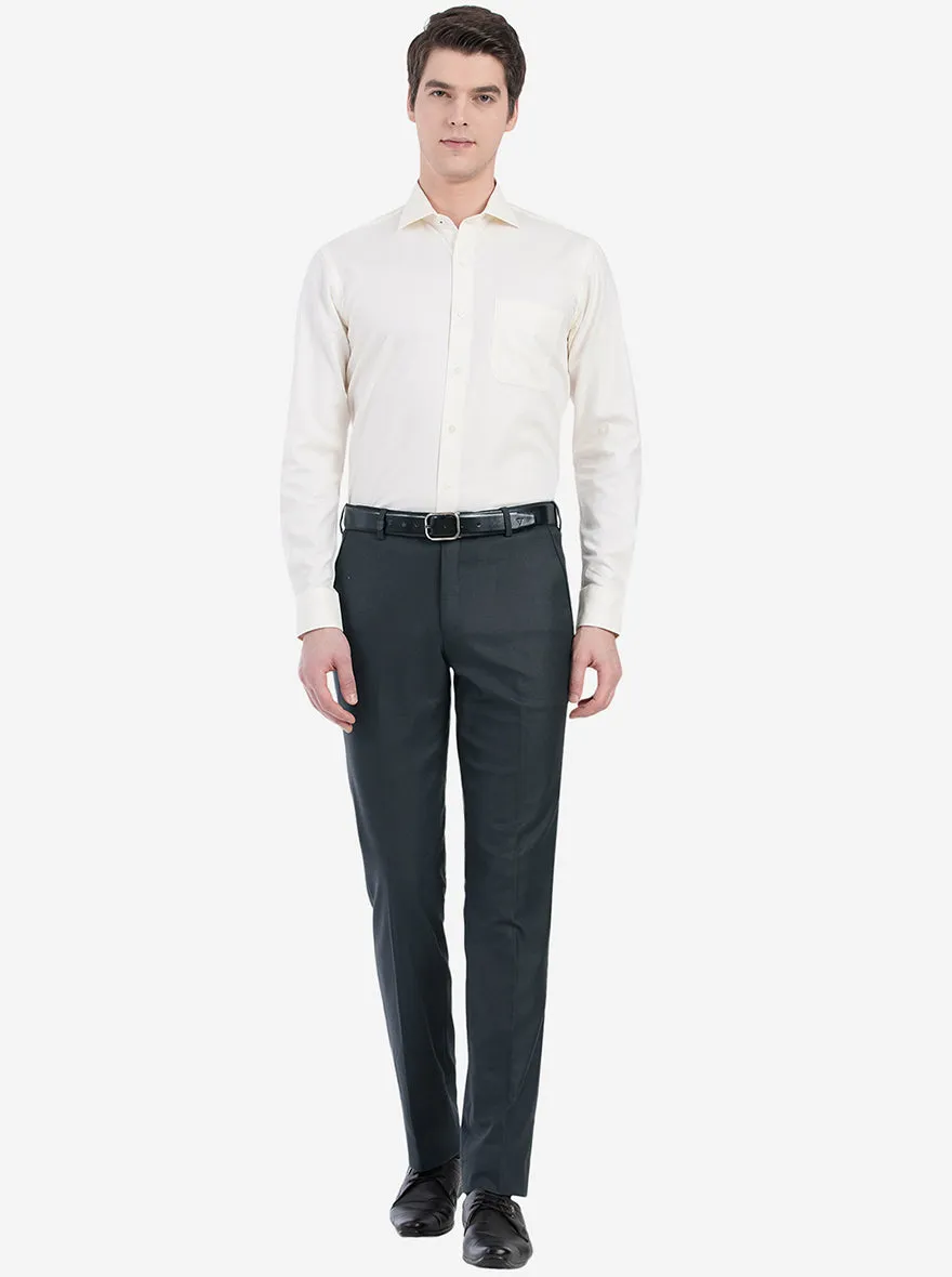 Grey Solid Slim Fit Formal Trouser | JB Studio