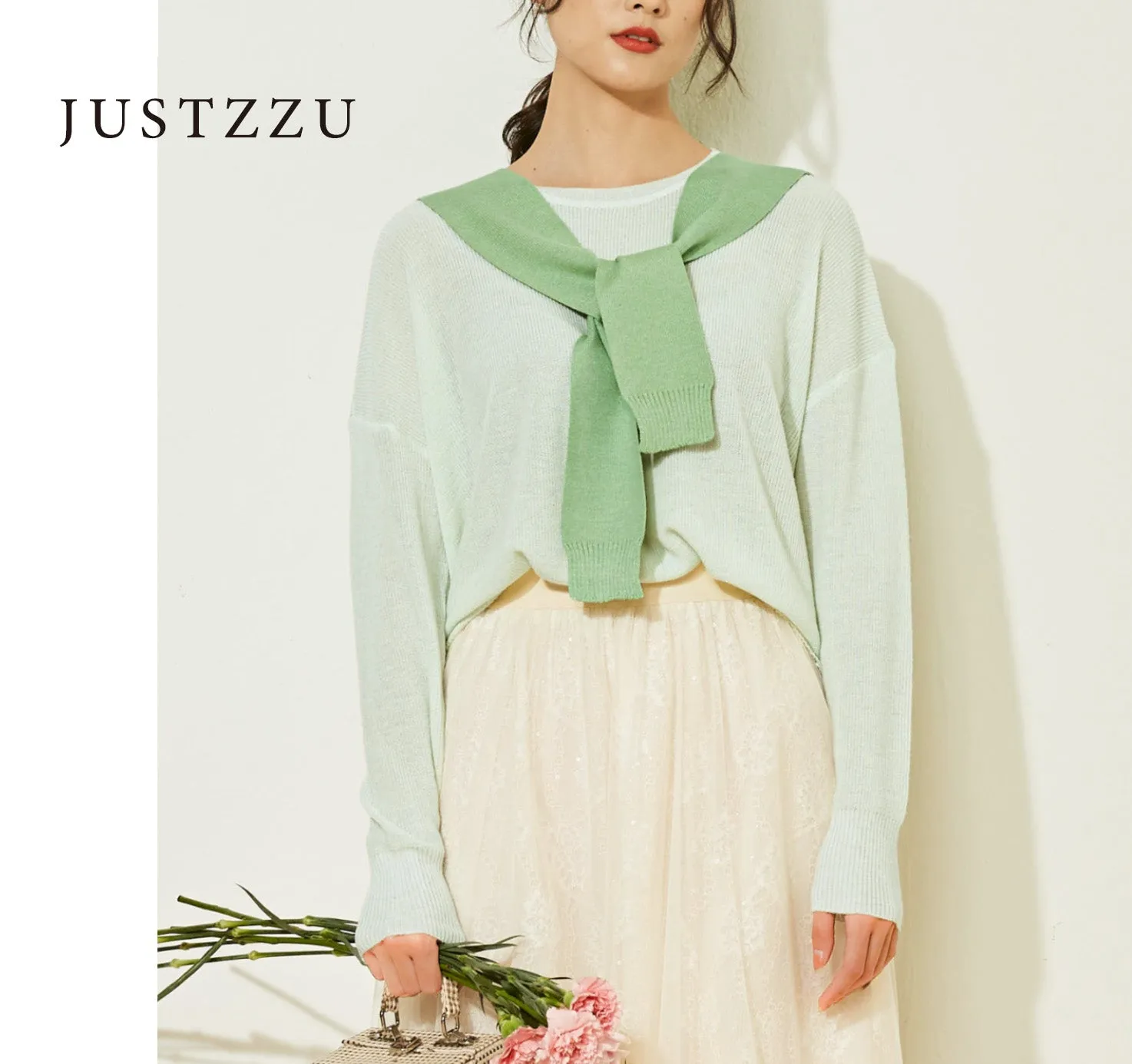 JUSTZZU Knitted Women Sweater Plain