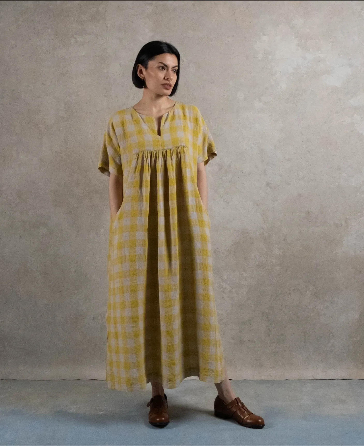 Manteau Noir - Aude Check Linen Dress