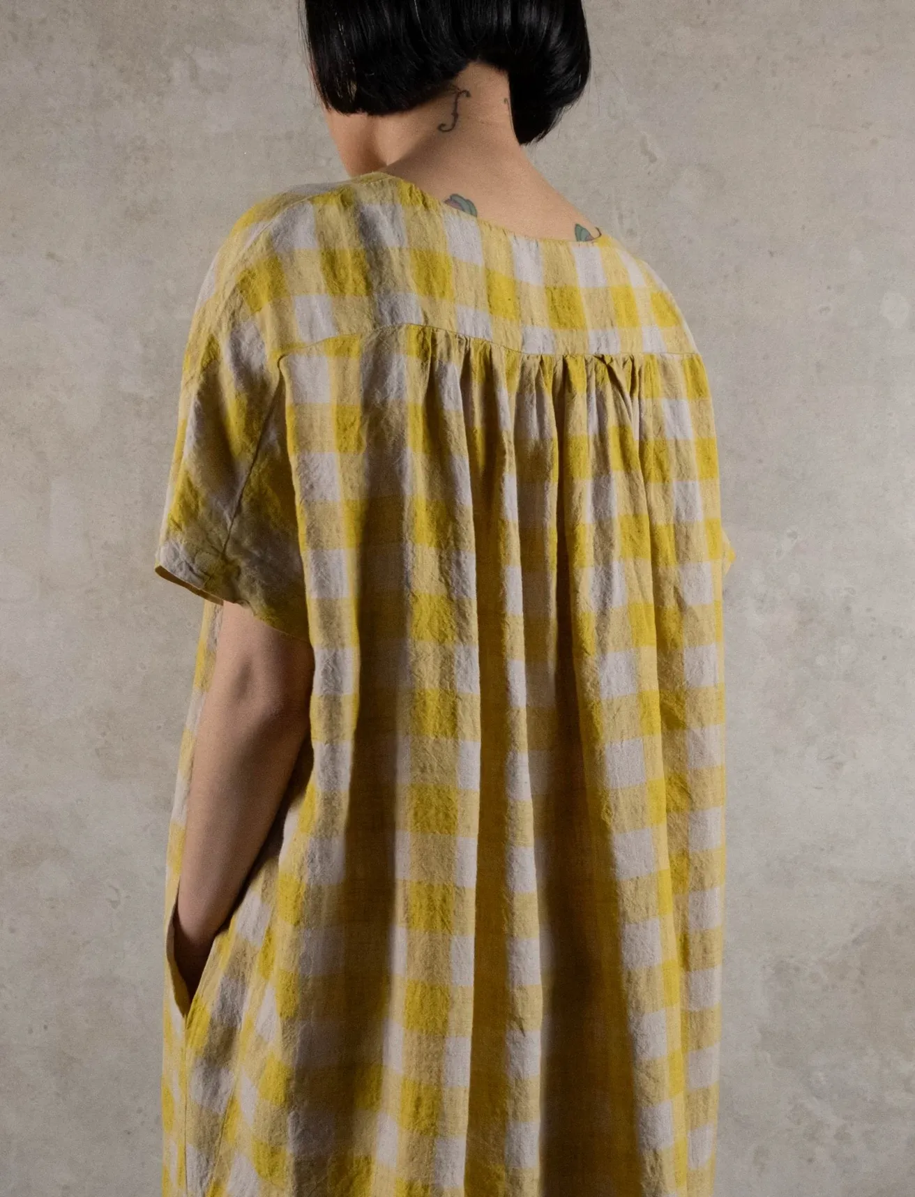 Manteau Noir - Aude Check Linen Dress