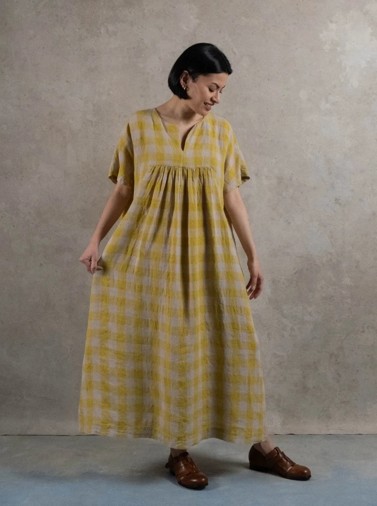 Manteau Noir - Aude Check Linen Dress