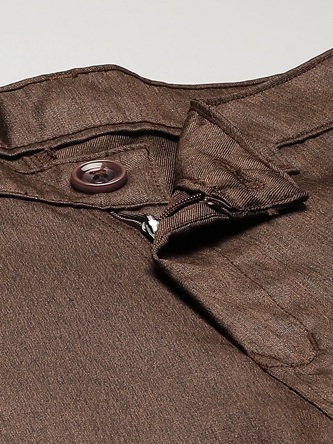 Men's Cotton Blend Brown Formal Trousers - Sojanya