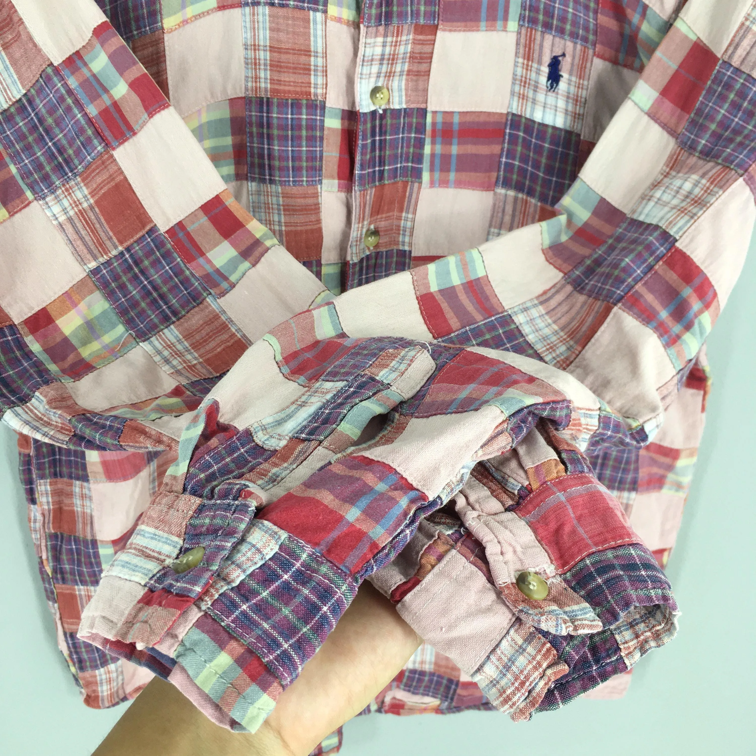 Polo Ralph Lauren Checkered Patchwork Flannel Shirt Large