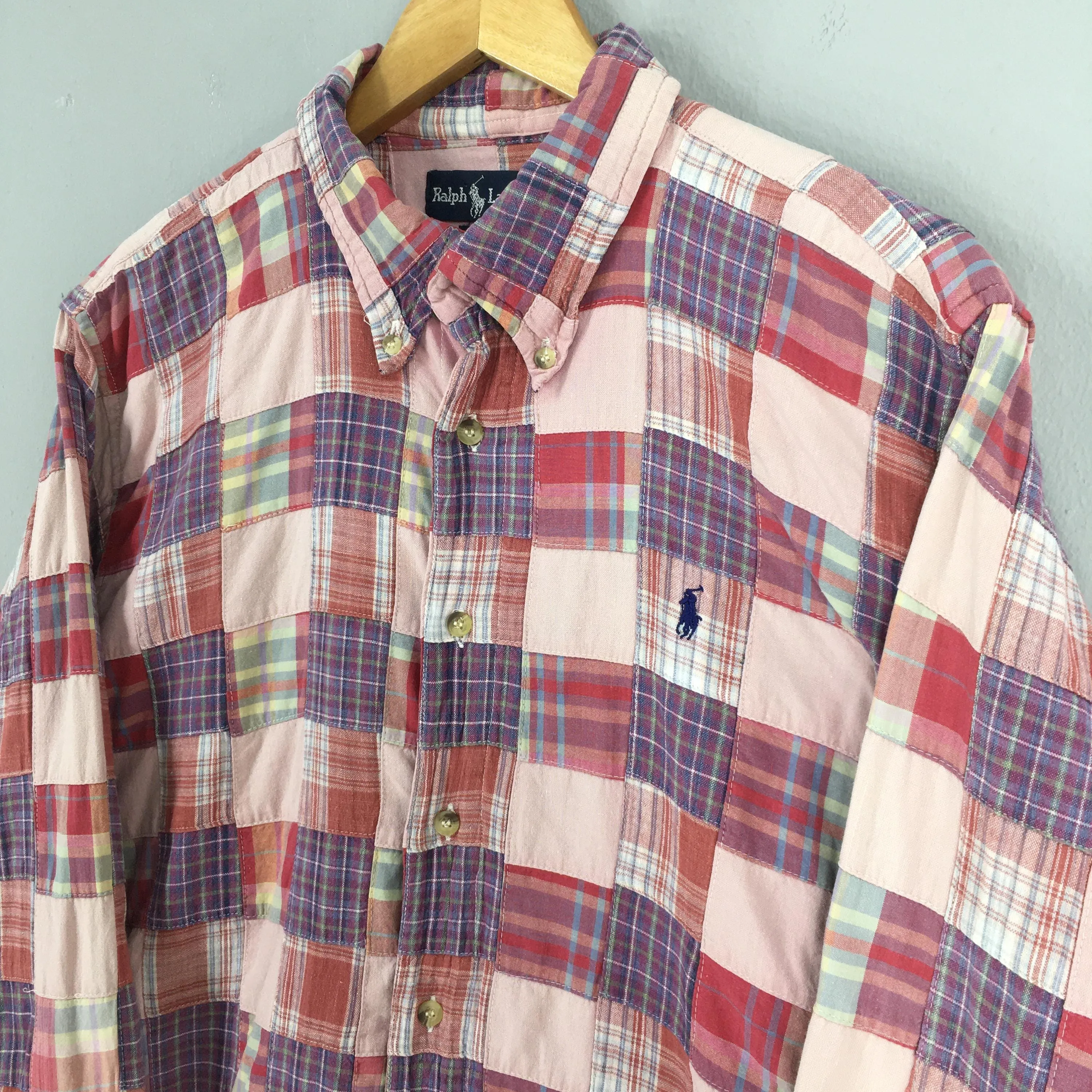 Polo Ralph Lauren Checkered Patchwork Flannel Shirt Large