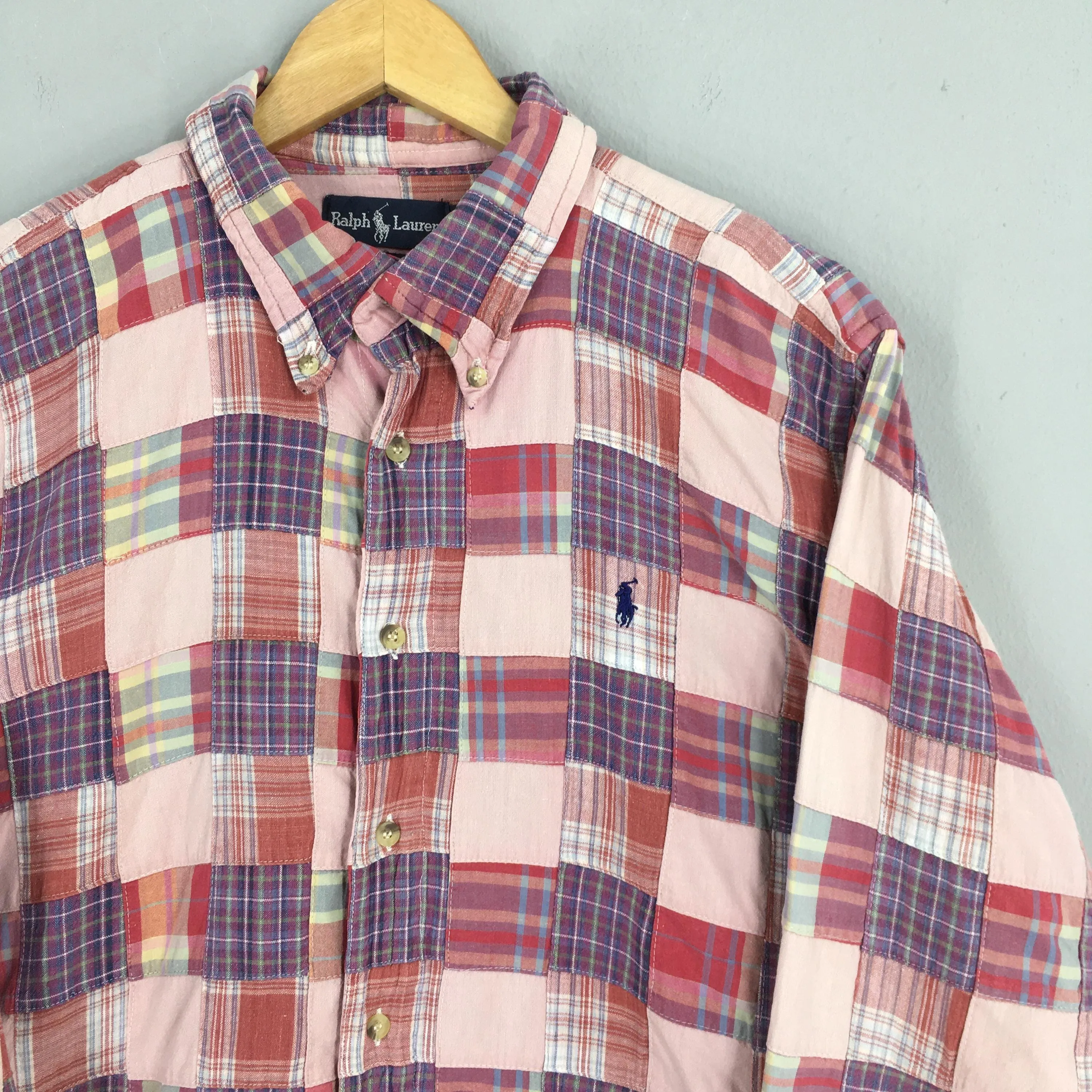 Polo Ralph Lauren Checkered Patchwork Flannel Shirt Large
