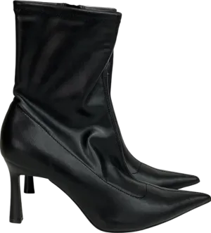 Stradivarius Heeled Ankle Boot In Shiny Black UK 7 EU 40 