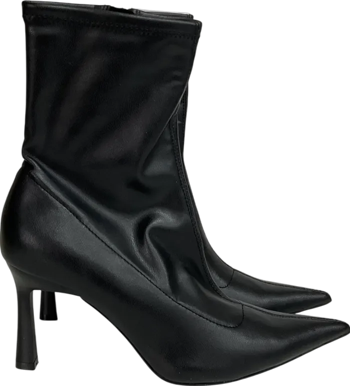 Stradivarius Heeled Ankle Boot In Shiny Black UK 7 EU 40 