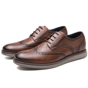 West Louis Genuine Leather Smart Business Brogue Dress Shoes