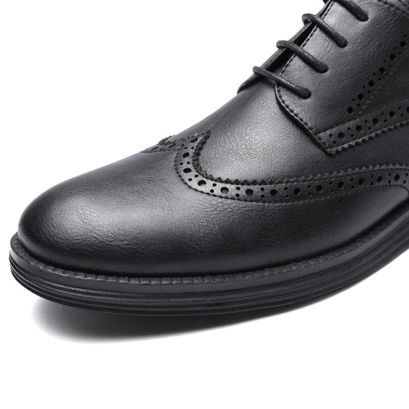 West Louis Genuine Leather Smart Business Brogue Dress Shoes
