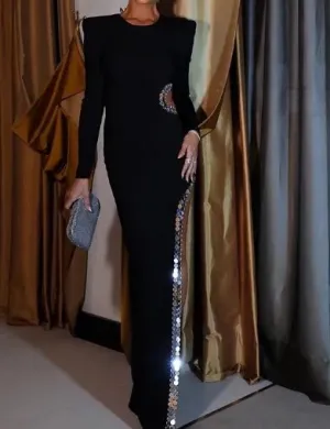 Women Simple Sexy Cutout Slit Slim Fit Maxi Dress